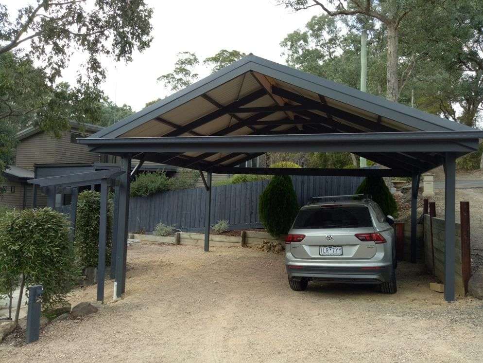 Double carport, gable roof