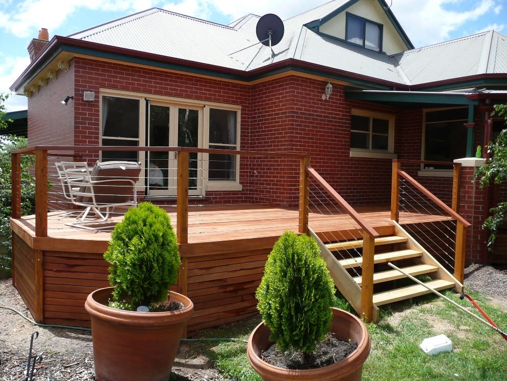 Deck with baseboarding, steps